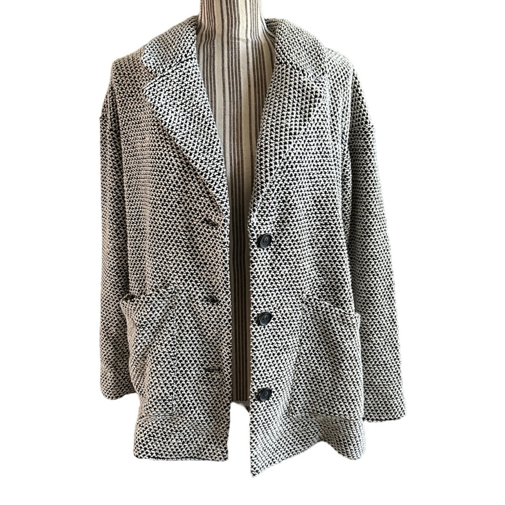 Women's Birdseye Black and White Jacket blazer marine layer small